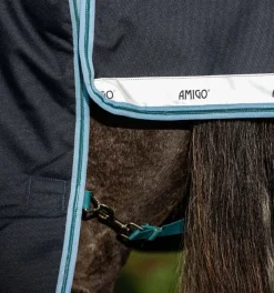 Horseware Ireland Amigo 1200D Ponni Plus 250gr - Navy/Aqua/Turquoise< Regndekken