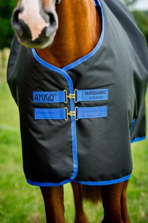 Horseware Ireland Amigo Ripstop 900D Plus Ponni 200gr- Black/Classic Blue< Regndekken