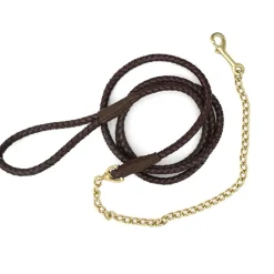Skoies SE rundflettet leietau i lær med kjetting< Leietau