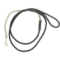 Skoies SE rundflettet leietau i lær med kjetting< Leietau